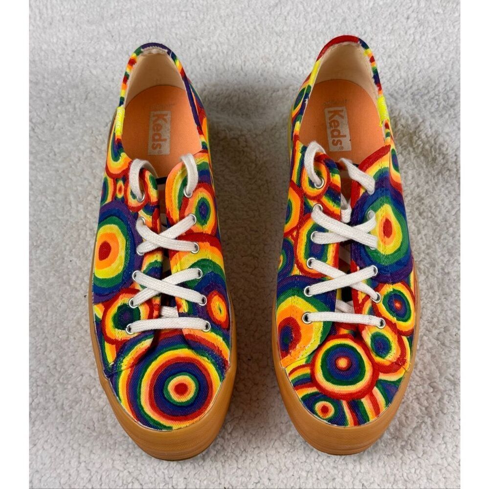 Psychedelic Rainbow Hand Painted Keds Womens Size 8.5